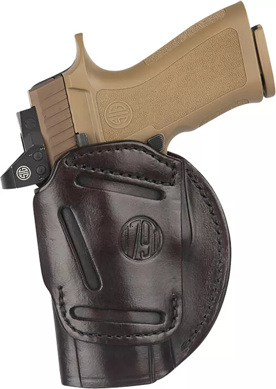 1791 Gunleather 4-Way Holster (4WH-6-SBR-R), Size 6, IWB/OWB, Ambidextrous, Signature Brown Leather