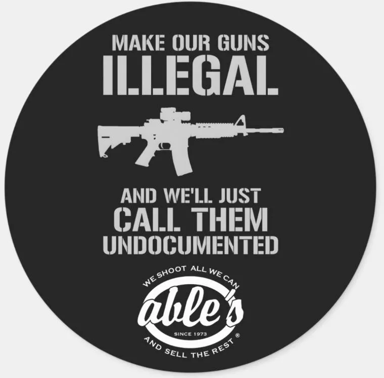 Able's CAR/SUV Window Sticker, 3", Undocumented (STICKERE)