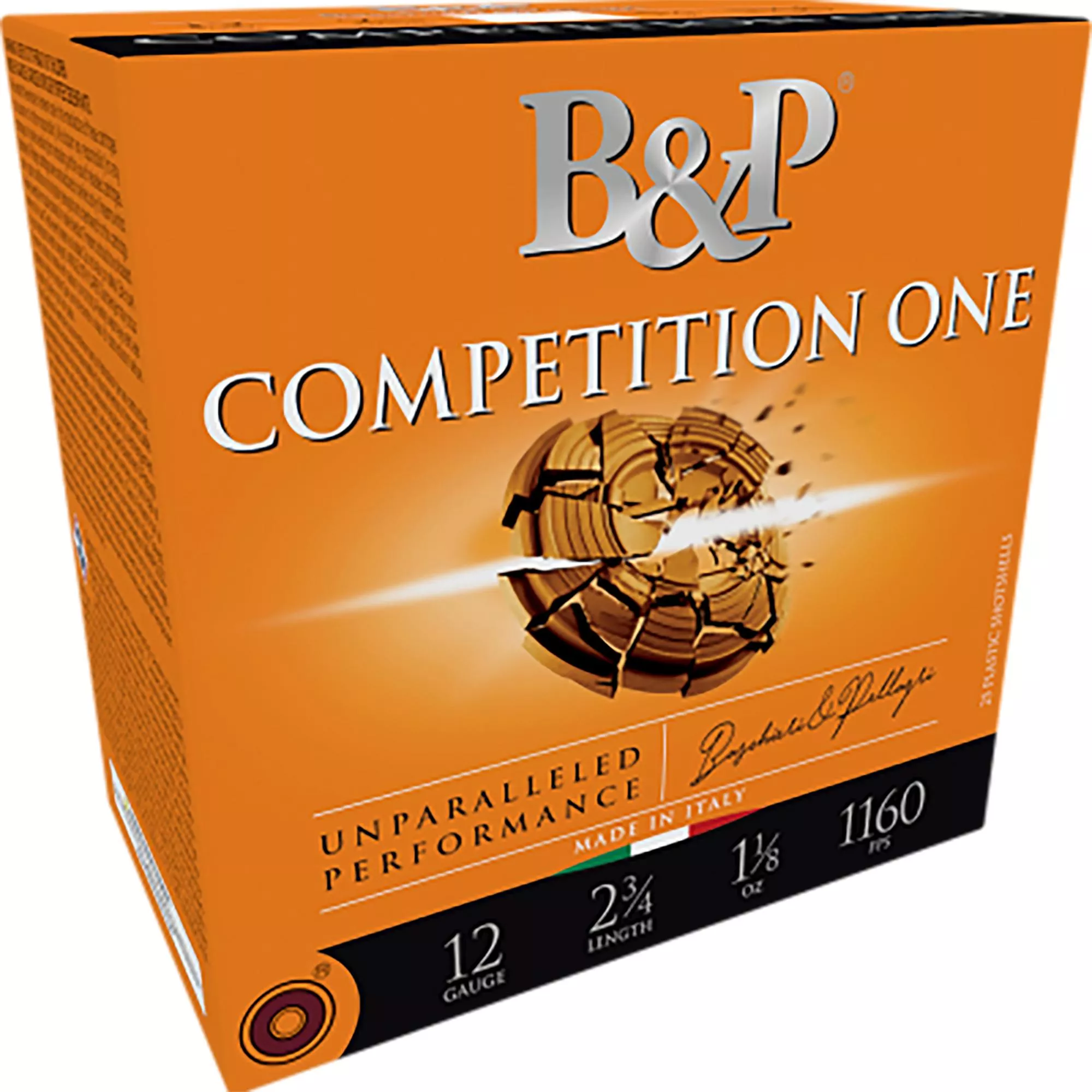 Baschieri & Pellagri Competition One Shotshells 12B18CP9, 12 Gauge, 2-3/4", 1 1/8 oz, 1230 fps, #9 Lead Shot, 25 Rds/box