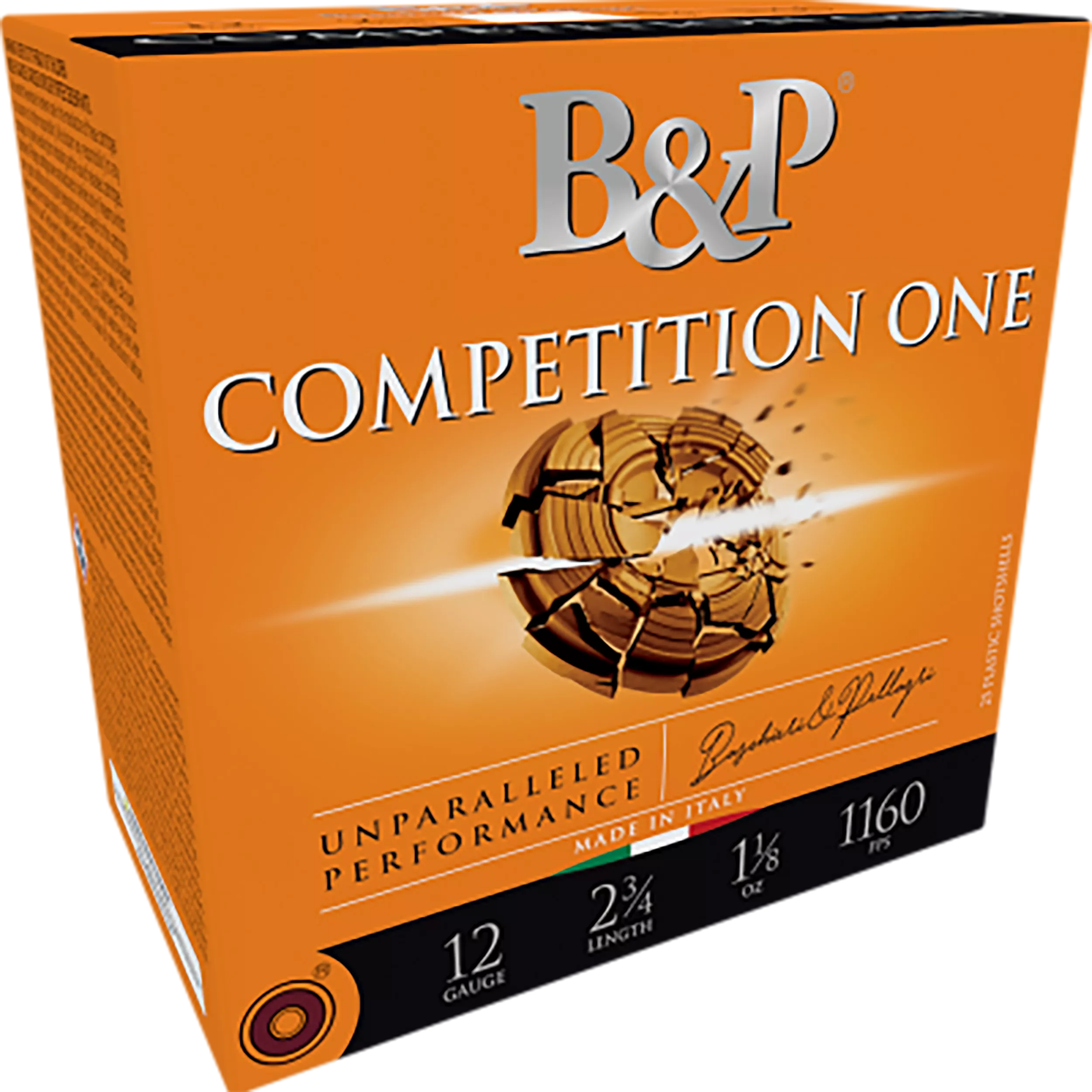 Baschieri & Pellagri Competition One Shotshells 12B32CP9, 12 Gauge, 2-3/4", 1 1/8 oz, 1160 fps, #9 Lead Shot, 25 Rds/box
