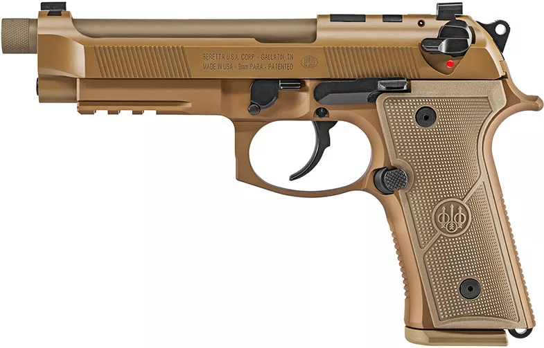 Beretta M9A4 Pistol JS92M9A4M15, 9mm Luger, 5.2", FDE Polymer Grip, FDE finish, 15 Rds