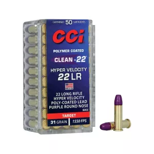 CCI Clean-22 Hyper Velocity 22LR Ammo 31 Grain Round Nose Box of 50