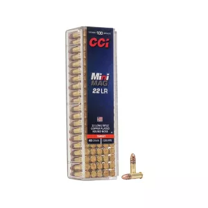 CCI Mini-Mag 22LR Ammo 40 Grain Plated Round Nose Box of 100