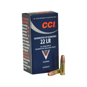 CCI Segmented HP Subsonic 22LR Ammo 40 Grain Fragmenting Hollow Point Case of 5000 (100 Boxes of 50)