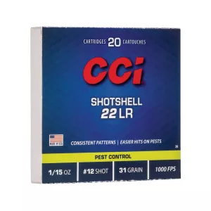 CCI Shotshell 22LR Ammo 31 Grain #12 Lead Shot Box of 20