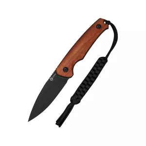 CIVIVI Altus Fixed Blade Knife 2.99" Drop Point Sandvik 14C28N Black Stonewash Blade Guibourtia Wood Handle Brown