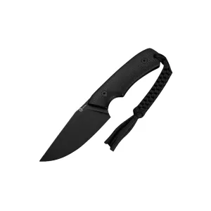 CIVIVI Gander Fixed Blade Knife 3.63" Drop Point Sandvik 14C28N Black Stonewash Blade Canvas Micarta Handle Black