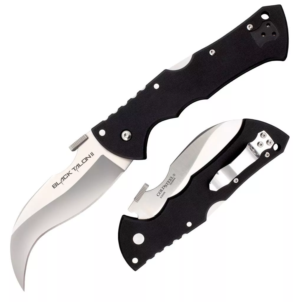 Cold Steel Black Talon II Folding Knive, Hawkbill, Plain Edge (21B)