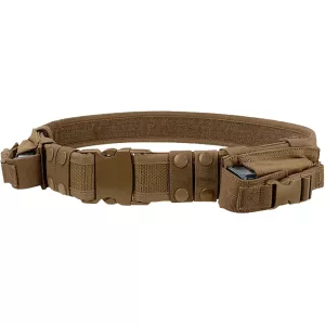 Condor Adjustable Tactical Belt 2" with Removable Pistol Mag Pouches Coyote Brown