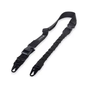 CrossTac Tactical Single/Double Point Bungee Rifle Sling with Hook Nylon Black