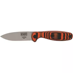 ESEE Knives Xancudo Fixed Blade Knife 3" Drop Point CPM S35VN Stonewashed Blade G-10 Handle Black/Orange