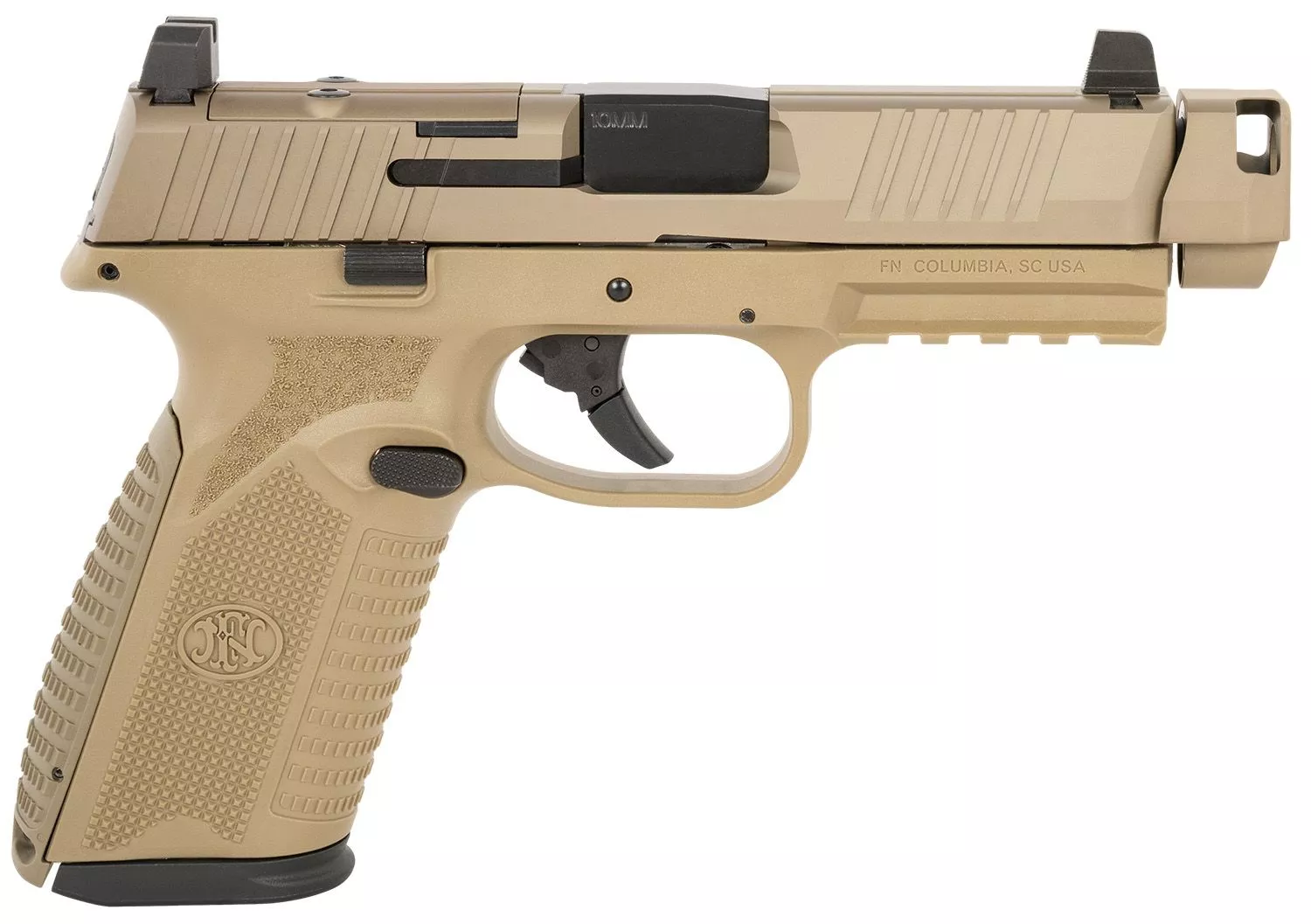FN Herstal 510 MRD Compensated Optic Ready Pistol 66102127, 10mm Auto, 4.43in, Interchangeable Backstrap, Flat Dark Earth Finish, 15 Rds