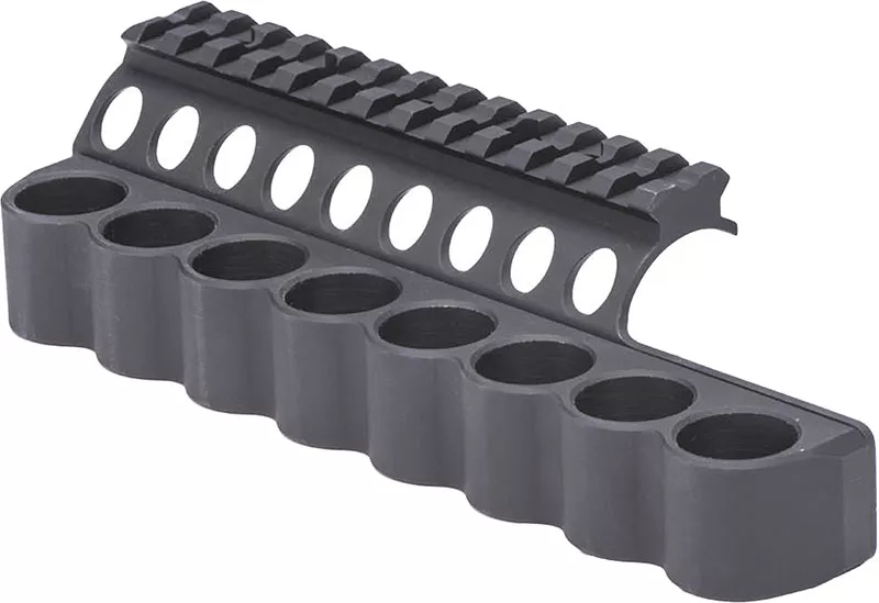 Mesa Tactical 8-Shell Side Saddle, SureShell Saddle Mount w/ Rail, Fits 12 Gauge Benelli M4, Black (90890)