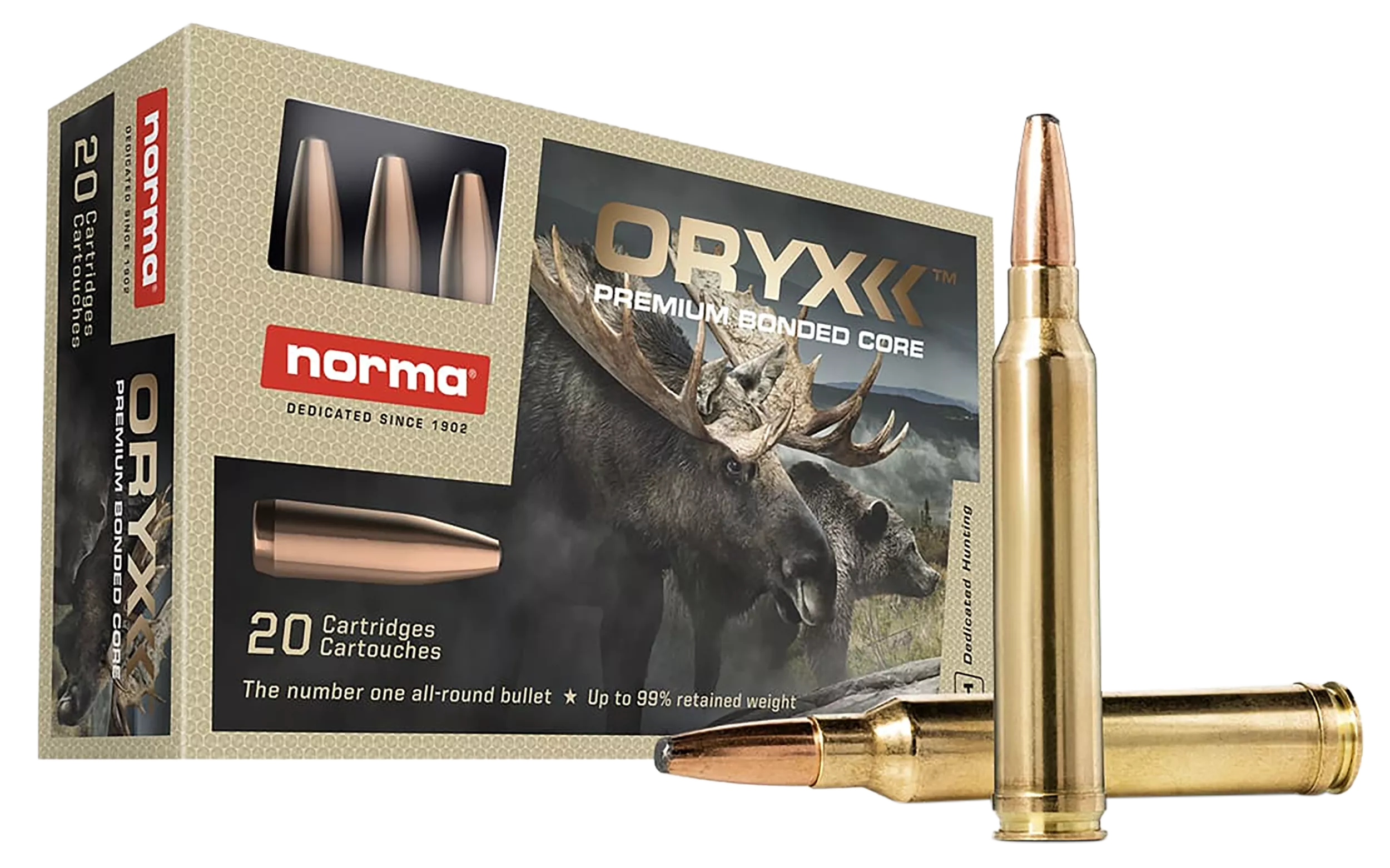 Norma Oryx Rifle Ammunition 20169012, 270 Win, 150 gr, 3182 fps, 20 Rd/Bx