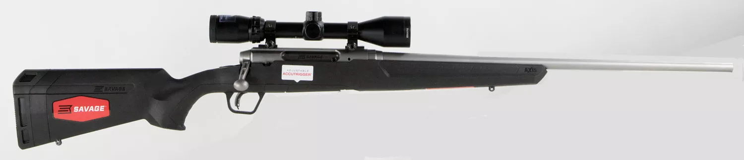 Savage Axis II XP Bolt Action Rifle 57105, 7mm-08 Rem, 22", 3-9x40mm Scope, Stainless Steel Finish, 4 Rds