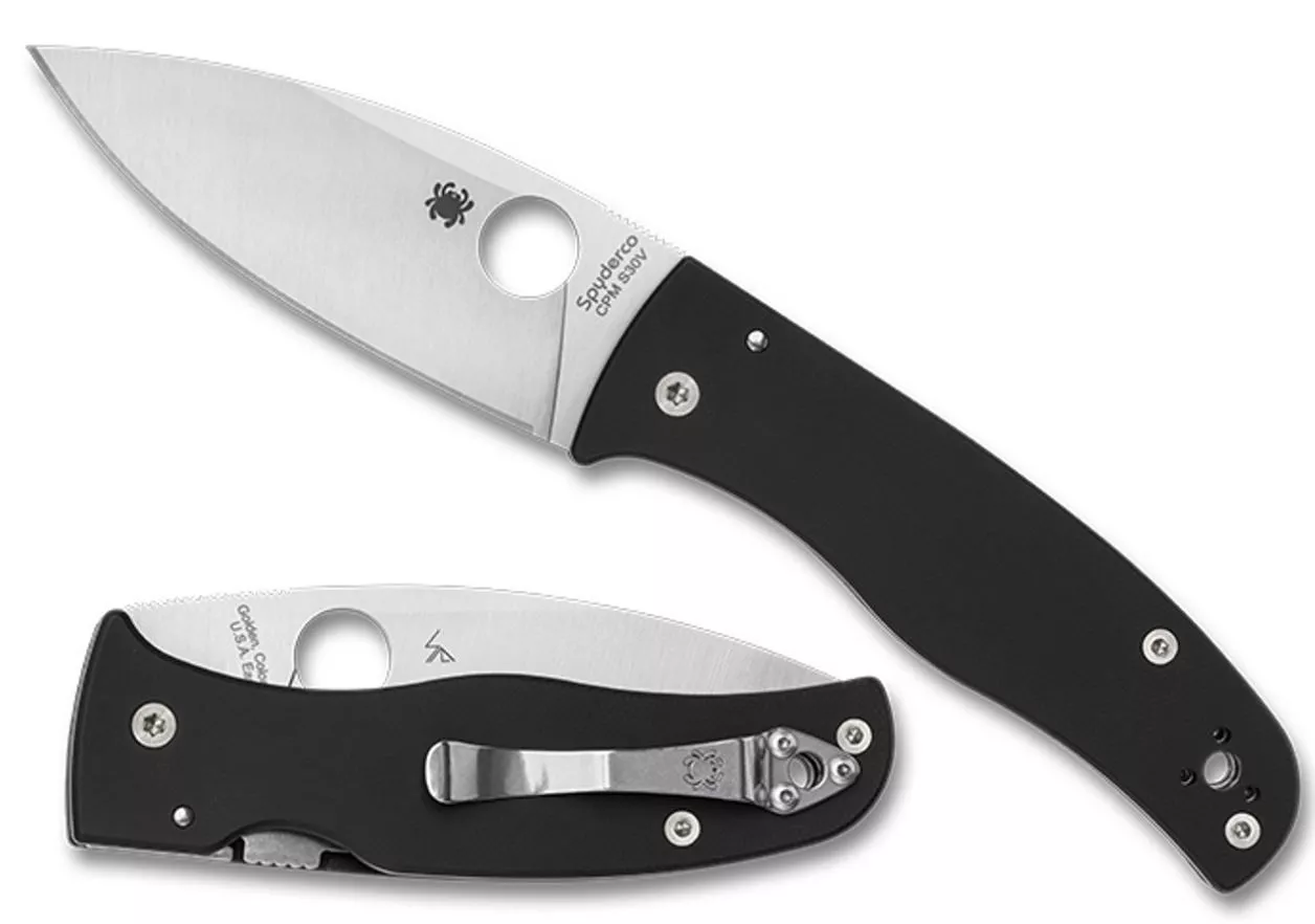 Spyderco Bodacious Compression Lock Folder - 3.66" CPM-S30V Plain Edge Blade - Black G-10 Handle (C263GP)