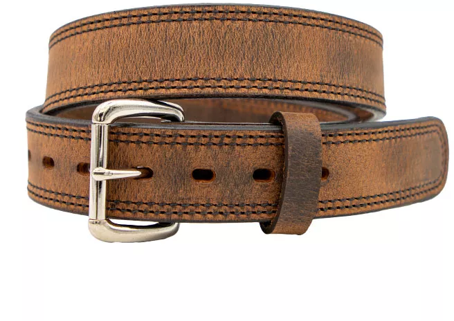 Versacarry Double Stitch, Double Ply Extra Heavy Duty Leather Belt, Size 38, Distressed Brown Leather (D60138)